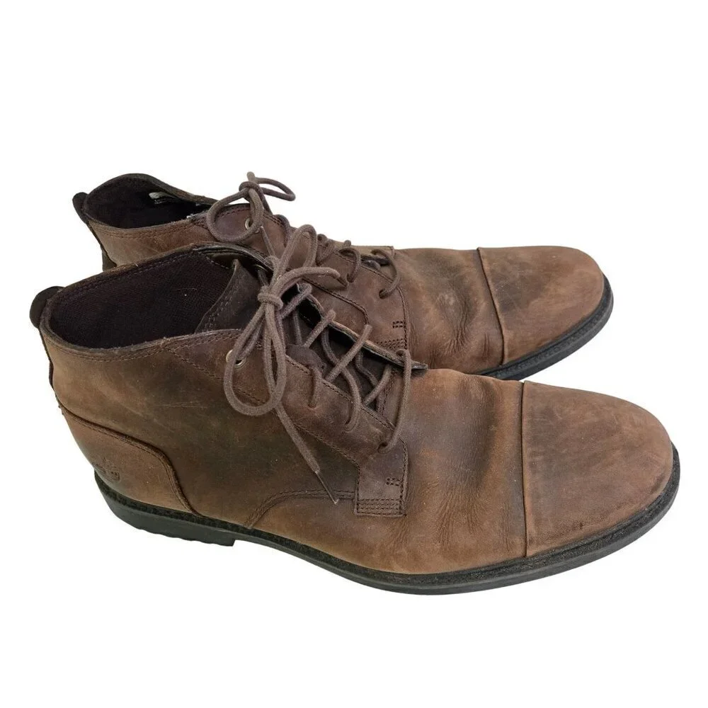 Timberland Defender Repellent Ankle Boots Brown Leather Lace Up Size 10